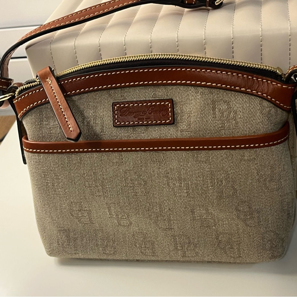 Dooney & Bourke Brown and Tan Shoulder Bag with Leather Trim